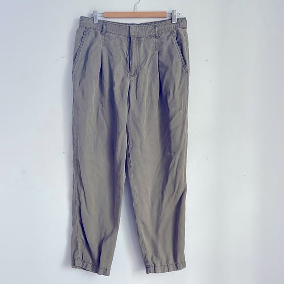 LOFT hi rise vintage washed pleated elastic waist trouser dress pants sz M - Picture 1 of 7